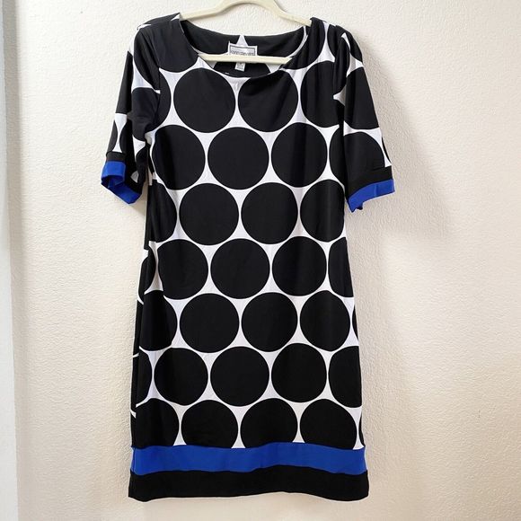 Karin‎ Steven’s Shift Women's Black White Polka Dot Size 10 - Picture 6 of 8